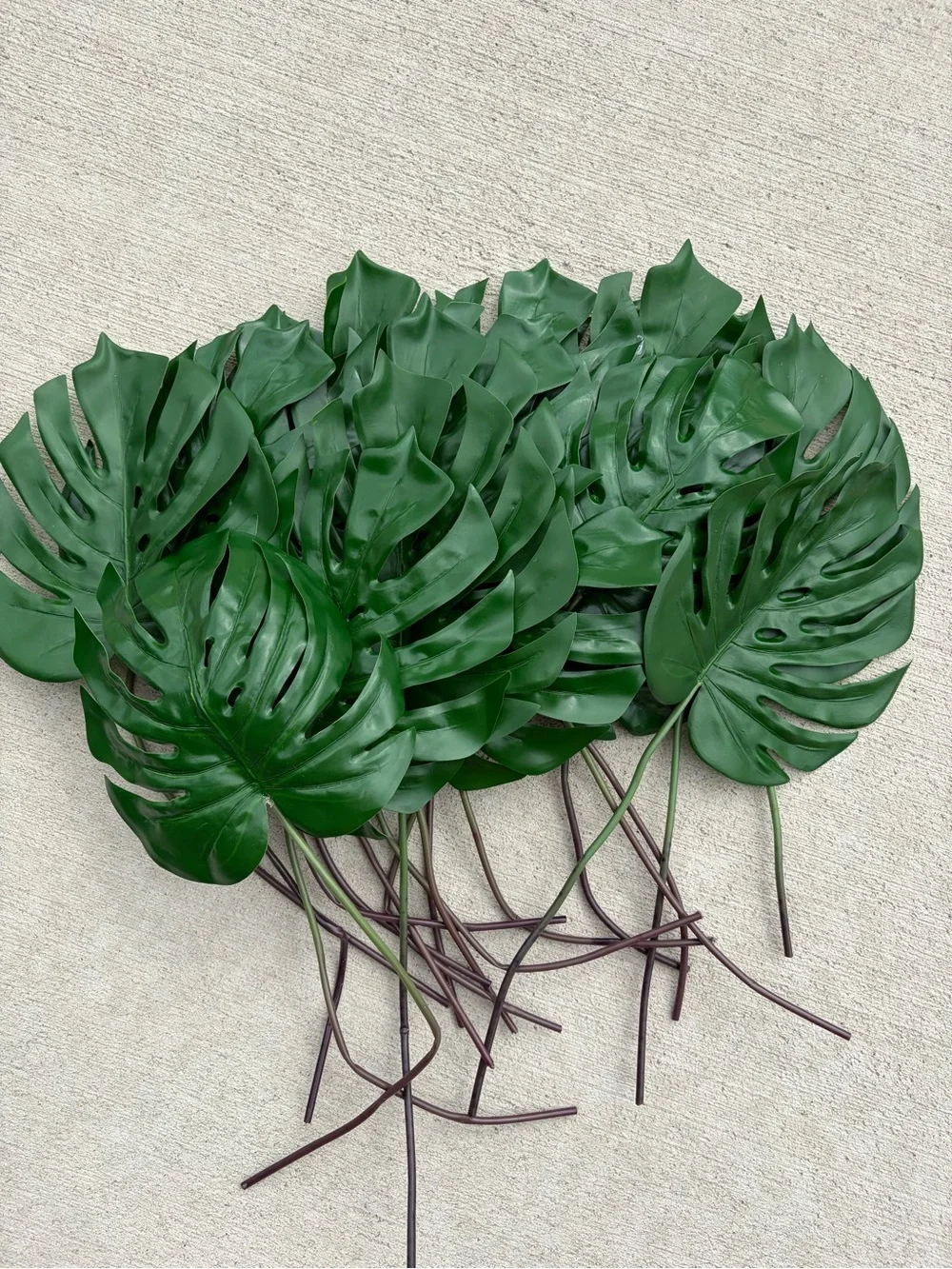 19 Artificial Monstera Leaves with Long Stem for Vase